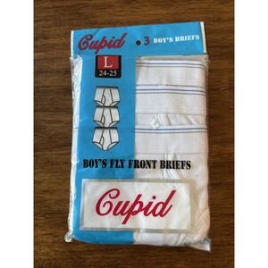 3 pc pack BOYS White Briefs Breathable Cotton Underwear Vintage style L  24-25